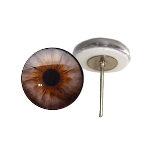 Brown and Gray Hazel Human Glass Eyes On Wire Pin Posts for Needle Felting Doll Making - Choose Your Size 6mm, 8mm, 10mm, 12mm, 14mm, 16mm