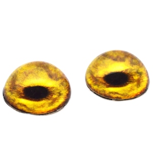 May include: Two yellow glass eyes with black pupils, designed for crafting projects.