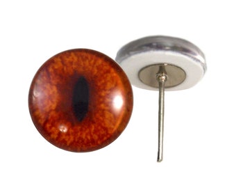 Red Fox Glass Eyes On Wire Pin Posts for Felt Doll Making, Needle Felting Eyes, Crafts- Choose Your Size 6mm, 8mm, 10mm, 12mm, 14mm, 16mm