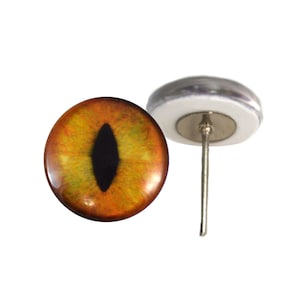 Creamy Orange Cat Glass Eyes On Wire Pin Posts for Felt Doll Making and Other Crafts Choose Your Size 4mm, 6mm, 8mm, 10mm, 12mm, 14mm, 16mm