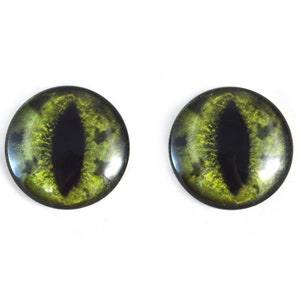 Green Alligator Handmade Glass Eyes 6mm to 40mm Jewelry Cabochon Art Doll Taxidermy Sculptures Polymer Clay Flat Domed Dragon Realistic image 4