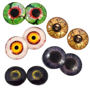5 Pairs Spooky Halloween Eyes Bundle Glass Eye Cabochons Set of 10 Eyes-Bulk Wholesale Lot-Taxidermy Art Sculptures or Jewelry, glass domes