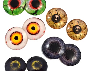 5 Pairs Spooky Halloween Eyes Bundle Glass Eye Cabochons Set of 10 Eyes-Bulk Wholesale Lot-Taxidermy Art Sculptures or Jewelry, glass domes