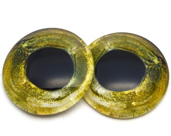 Sockeye Salmon Realistic Fish Glass Eyes - 6mm to 40mm - Natural Jewelry Cabs Art Doll Making Supplies Taxidermy Sculptures - Flatback Gold
