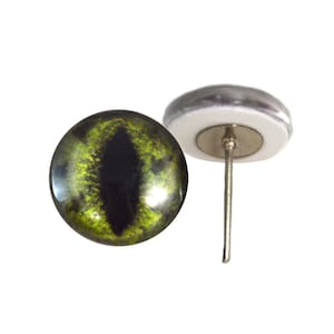 Green Alligator Glass Eyes On Wire Pin Posts for Felt Doll Making and Other Crafts - Sizes 6mm to 16mm