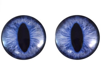 Blue Cat Glass Eyes - Pick Your Size - Jewelry Making Art Dolls Taxidermy Sculptures - Eyeball Flatback Domed Unique Dragon Cabochon Craft