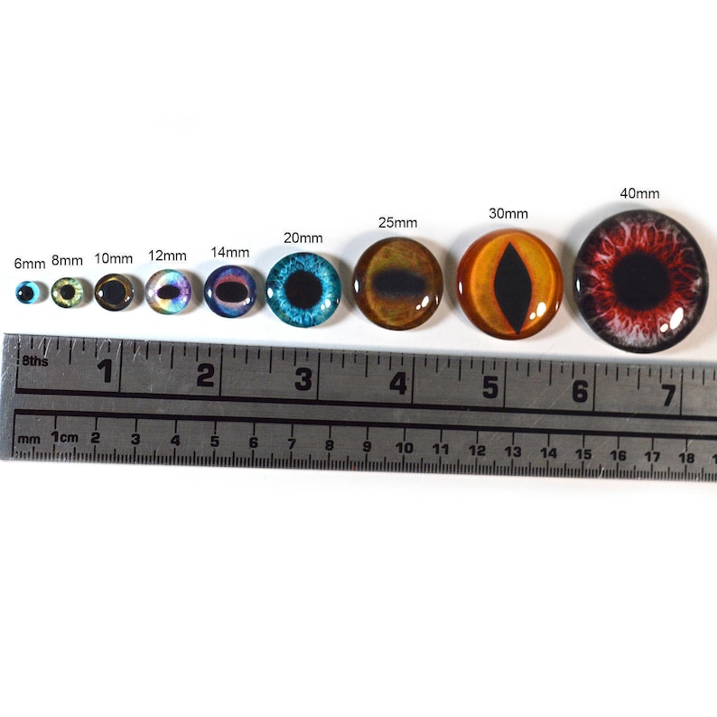 40mm Bright Blue Human Glass Eyes Pair for Jewelry Making or Taxidermy Art Doll Sculptures Big Eyeball Flatback Domed Circle Cabochons