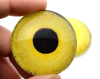 Light Yellow Owl realistic Bird Glass Eyes 6mm to 60mm Jewelry Making Art Doll Parts Taxidermy Sculpture Eyeball Flatback Domed Cabochons