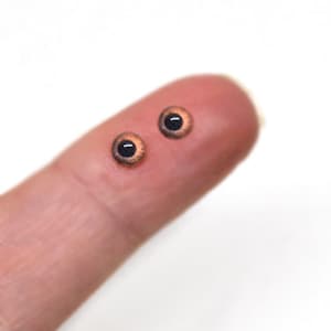 4mm Small Brown Rabbit Hare Very Tiny Animal Glass Eyes Cabs Taxidermy Art Doll Parts Sculpture Jewelry Making Paper Mache BJD Miniature Set