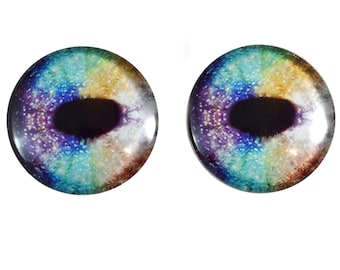 Rainbow Unicorn Glass Eyes - Choose Your Size: 6mm to 40mm - Doll Making Eyes