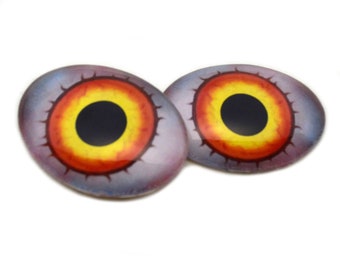 Fierce Dark Space Assassin Oval Glass Eyes - 13mm x 18mm, 18mm x 25mm, 30mm x 40mm - Doll Making Eyes - Menselijk, Oranje, Sculptuur, Onderdelen, Cabine