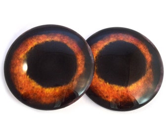 Amber Dog Glass Animal Eyes, 6mm to 40mm, Jewelry Making Art Dolls Puppy Taxidermy Sculptures Polymer Clay Eyeball Flatback Domed Cabochons