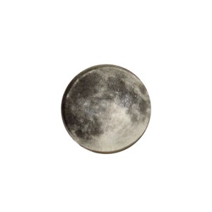 May include: A close-up of a round, gray and white moon-shaped object. The object has a textured surface that resembles the surface of the moon.