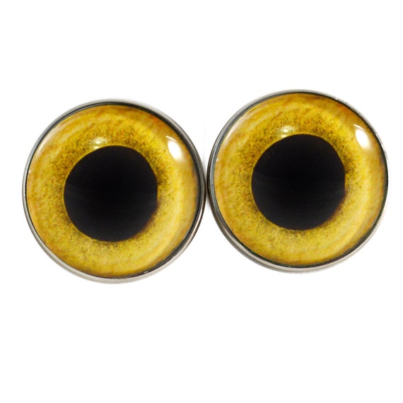 10mm Yellow Owl Bird Animal Glass Eyes for Jewelry Art Dolls Sculptures Crafts