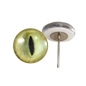 Pale Yellow Cat Glass Eyes On Wire Pin Posts for Felt Doll Making and Other Crafts - Choose Your Size 6mm, 8mm, 10mm, 12mm, 14mm, 16mm