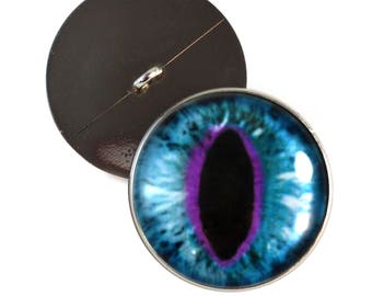 Olhos de botão em formato de gato/dragão nas cores azul e roxa, de 10 mm a 30 mm, com argolas para costurar. Ideais para bichos de pelúcia, crochê, bonecas ou confecção de joias.