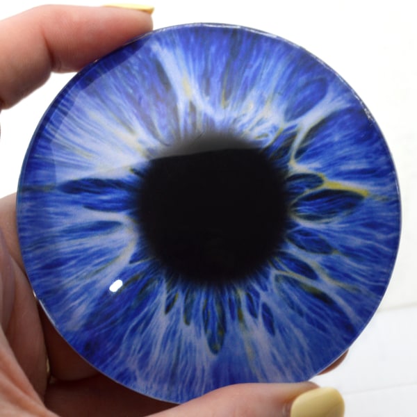 Énorme 78 mm Intense Blue Ice Glass Human Style Eyes Large Faux Taxidermy Art Craft Supplies Sculpture Polymer Clay Big 3in Dome Round Flatback