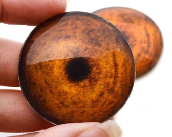 Cheetah Glass Eyes Sizes 6mm - 40mm Jewelry Cabochon Art Doll Animal Taxidermy Sculptures Polymer Clay Flat Domed Orange Realistic Round
