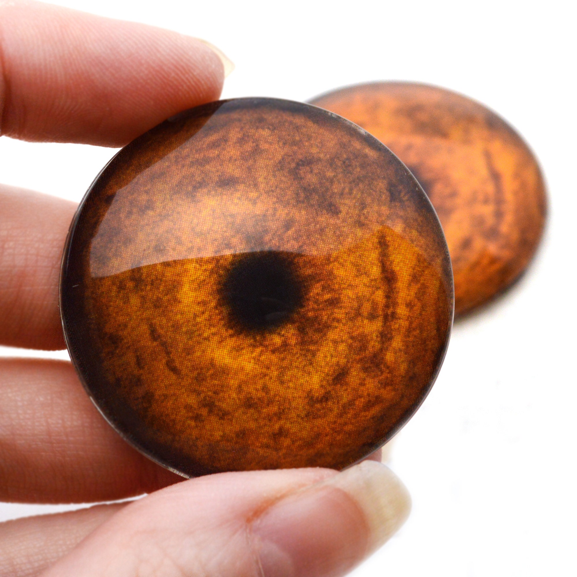 Brown Teddy Bear Handmade Glass Eyes 6mm to 40mm Jewelry Cabochon Art Doll  Taxidermy Sculptures Polymer Clay Eyeball Flat Domed Detailed 