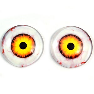 Nightmare Clown Scary Halloween Glass Eyes Yellow and Orange 6mm 8mm 10mm 12mm 14mm 16mm 20mm 25mm 30mm 40mm Jewelry Making Art Doll Supply