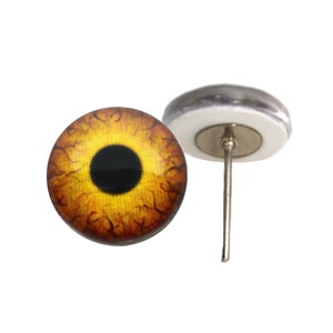 Round Dinosaur Creature Glass Eyes On Wire Pin Posts for Doll Making and Crafts - Choose Your Size 6mm, 8mm, 10mm, 12mm, 14mm, 16mm