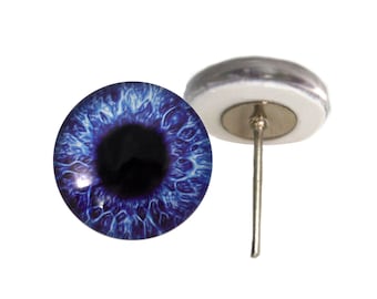 Blauw Violet glazen ogen op draadpinpalen voor het maken van vilten poppen en andere ambachten - Kies uw maat 6 mm, 8 mm, 10 mm, 12 mm, 14 mm, 16 mm