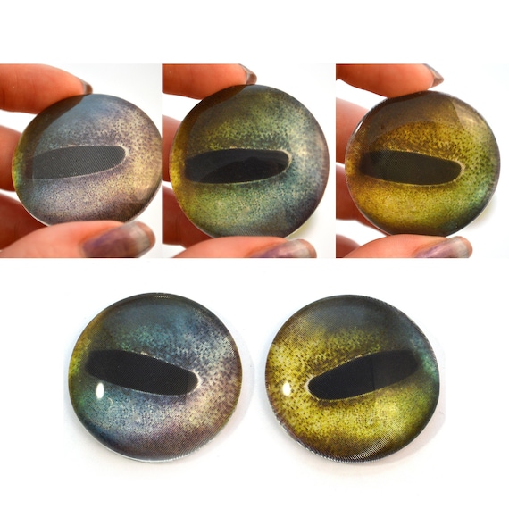 14mm Yellow Owl Glass Eyes Doll Irises for Art Polymer Clay Taxidermy Sculptures or Jewelry Making Set of 2