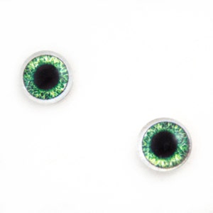 Cabochões de olho de vidro de boneca verde brilhante de 10 mm - olhos malignos para fazer bonecas ou joias - conjunto de 2