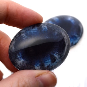 Dark Blue and Black Oval Horse Glass Eyes Sizes 13mm x 18mm, 18mm x 25mm, 30mm x 40mm Art Doll Eyes Animal Jewelry Sculpture Making Crafts