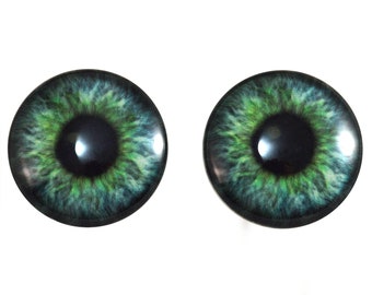 Teal Green Fantasy Human Glass Eyes Sizes 6mm - 40mm Jewelry Real Art Dolls Taxidermy Sculpture Polymer Clay Eyeball Flatback Domed Cabochon