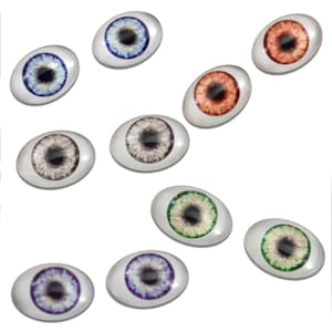 5 Pairs Doll Oval Glass Eyes Bulk Bundle - Choose Your Size: 13mm x 18mm, 18mm x 25mm, 30mm x 40mm - Wholesale Doll Making Eyes