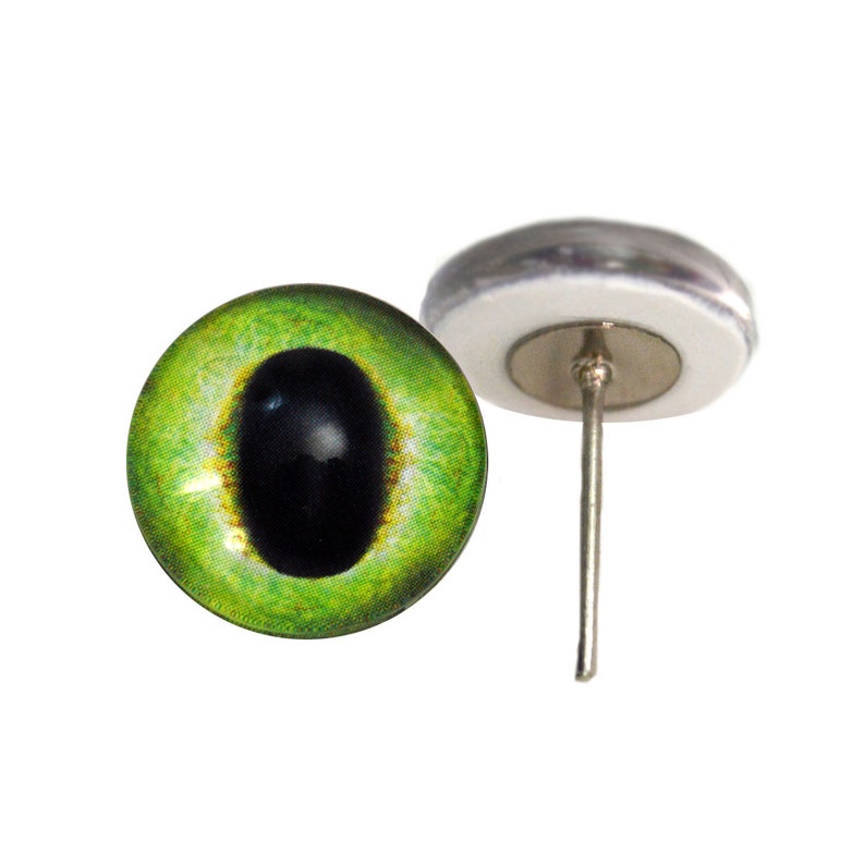 16mm 12mm 8mm 10mm 14mm Friendly Green Dragon Glass Eyes On Wire Pin Posts for Needle Felting Doll Making Taxidermy Supplies -Sizes 6mm