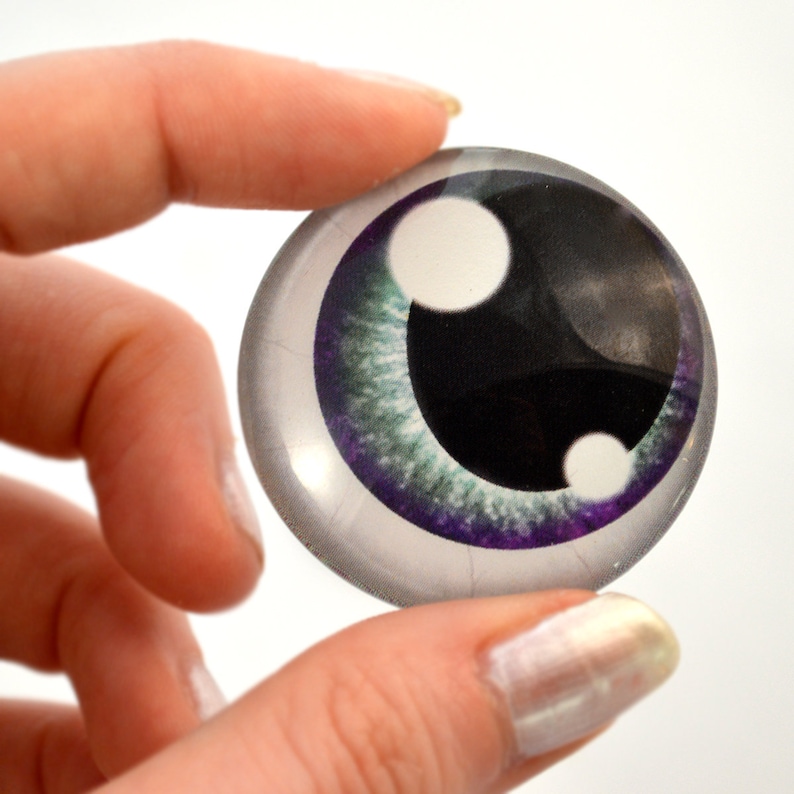 6mm to 40mm Purple and Teal Anime Glass Doll Eyes Jewelry Art Dolls Human Taxidermy Sculpture Polymer Clay Eyeball Flatback Domed Cabochon