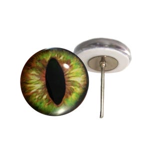 Green and Brown Cat Dragon Glass Eyes On Wire Pin Posts for Felt Doll Making Crafting - Choose Your Size 6mm, 8mm, 10mm, 12mm, 14mm, 16mm