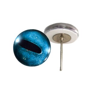 Blue Octopus Glass Eyes On Wire Pin Posts for Needle Felting Doll Making Supplies - Choose Your Size 4mm, 6mm, 8mm, 10mm, 12mm, 14mm, 16mm