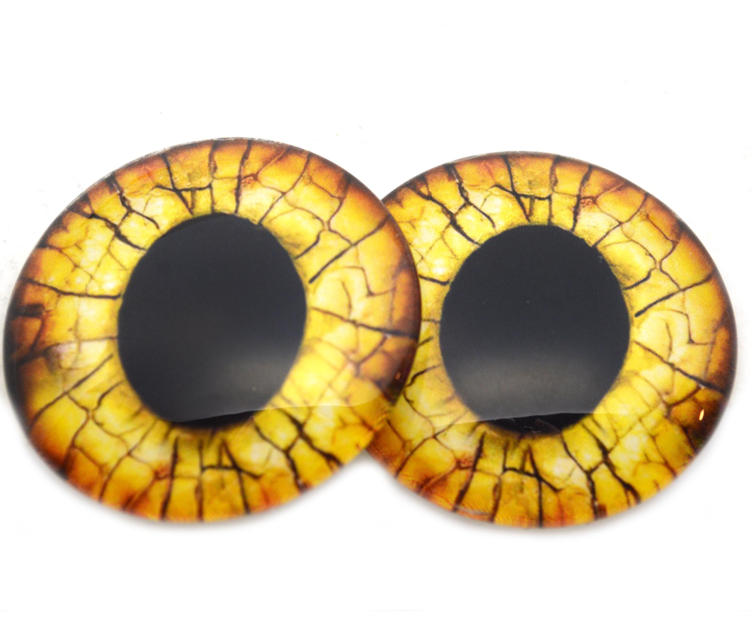 Yellow Raptor Dinosaur Glass Eye Cabochons Sizes for Jewelry Making,…