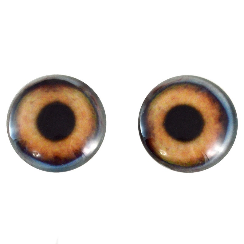Puede incluir: Dos ojos de vidrio marrones con pupilas negras, adecuados para usar en manualidades y fabricaci&oacute;n de mu&ntilde;ecas.