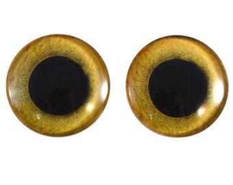 Yellow Owl Glass Eyes - Pick Your Size - for Jewelry Making, Art Dolls, Taxidermy, Sculptures - Eyeball Flatback Domed Circle Cabochons