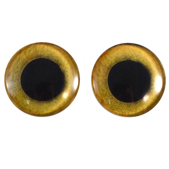 a pair vintage solid Glass Eyes size 10 mm yellow black taxidermy crafts 