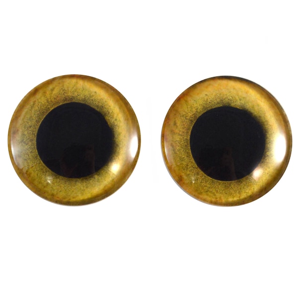 Yellow Owl Glass Eyes - Pick Your Size - for Jewelry Making, Art Dolls, Taxidermy, Sculptures - Eyeball Flatback Domed Circle Cabochons