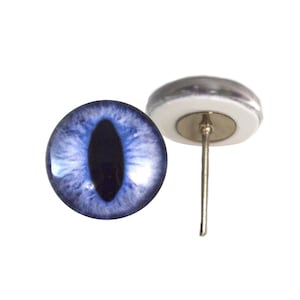 Blaue Katzen- oder Drachen-Glasaugen auf Drahtstiftpfosten für Filzpuppenherstellung und andere Handwerke - wählen Sie Ihre Größe 6 mm, 8 mm, 10 mm, 12 mm, 14 mm, 16 mm