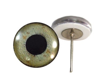 Realistic Eagle Glass Eyes On Wire Pin Posts for Felt Doll Making, Felting and Crafting - Choose Your Size 6mm, 8mm, 10mm, 12mm, 14mm, 16mm