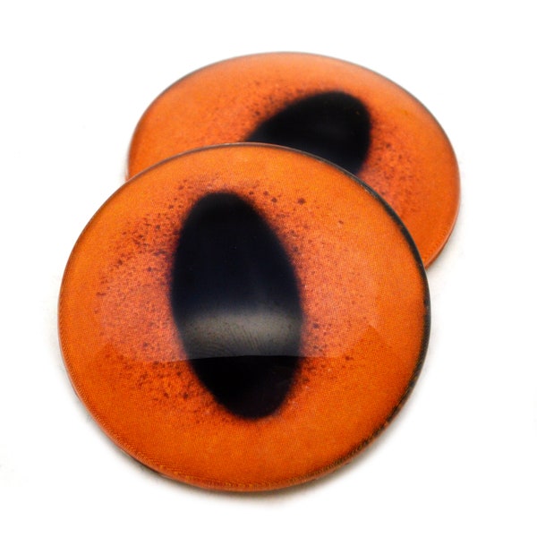 Orange Fox Glass Animal Eyes 6mm to 40mm Jewelry Making Art Doll Supplies Taxidermy Sculptures Polymer Clay Eyeball Flatback Domed Cabochons