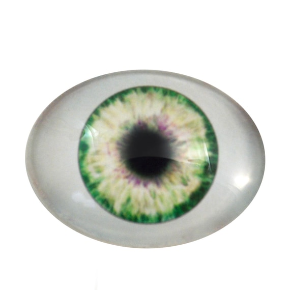 40mm Intense Green Glass Eye Cabochons - Set Of 2 For Doll Making, Taxidermy & Jewelry Crafting