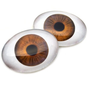 Medium Brown Doll Oval Glass Eyes - Choose Your Size: 13mm x 18mm, 18mm x 25mm, 30mm x 40mm Human Style, Jewelry Making, Sculpture, Parts