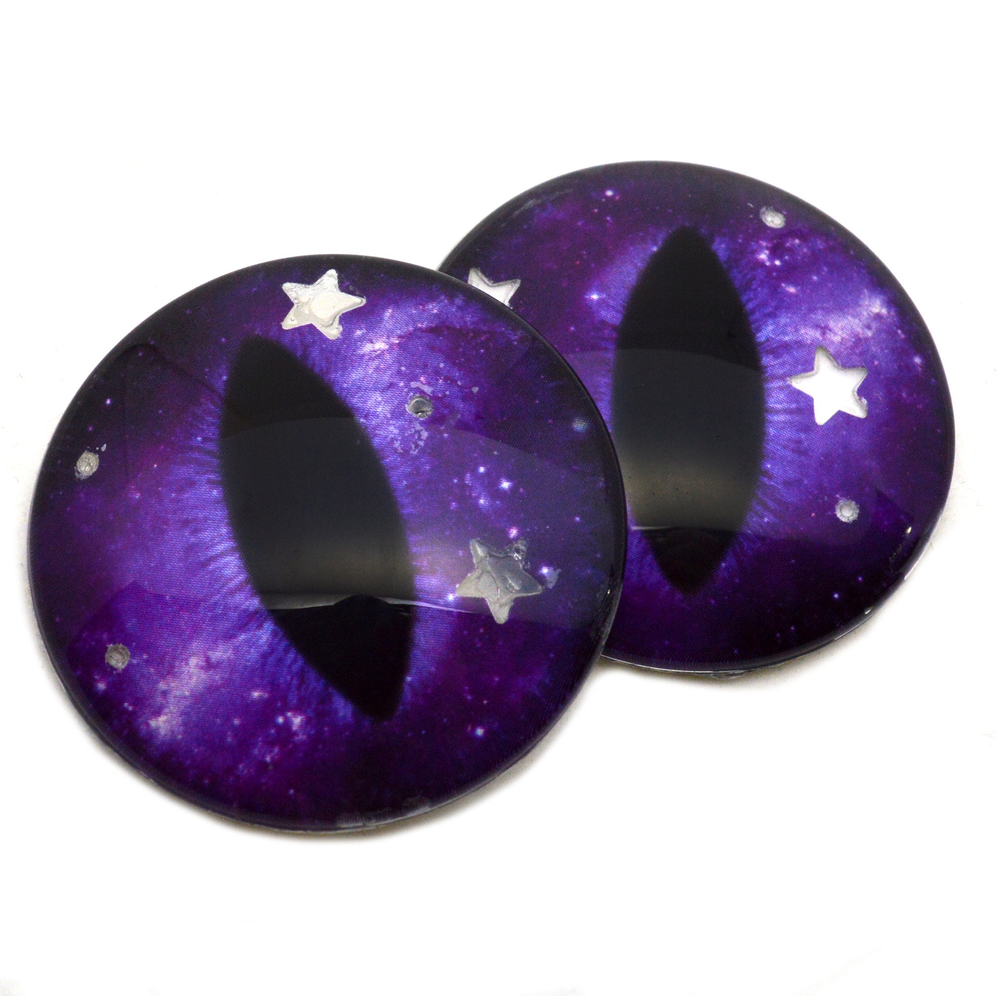 Transparent Purple Starry Night Sky Dragon Galaxy Glass Eyes