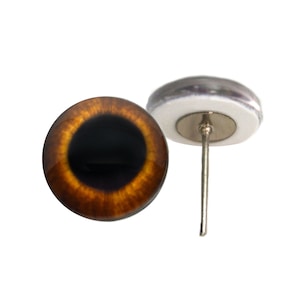Brown Rabbit Hare Glass Eyes On Wire Pin Posts for Doll Making and Crafts - Choose Your Size 4mm, 6mm, 8mm, 10mm, 12mm, 14mm, 16mm