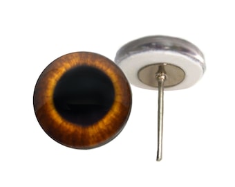 Brown Rabbit Hare Glass Eyes On Wire Pin Posts for Doll Making and Crafts - Choose Your Size 6mm, 8mm, 10mm, 12mm, 14mm, 16mm