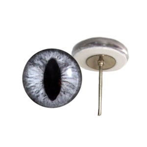 Silver Cat or Dragon Glass Eyes On Wire Pin Posts for Felt Doll Making and Other Crafts - Choose Your Size 6mm, 8mm, 10mm, 12mm, 14mm, 16mm