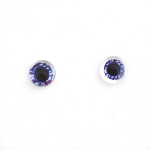6mm Sparkling Purple Doll Glass Eyes Cabochons - Tiny Glass Eyes for Jewelry or Doll Making - Set of 2